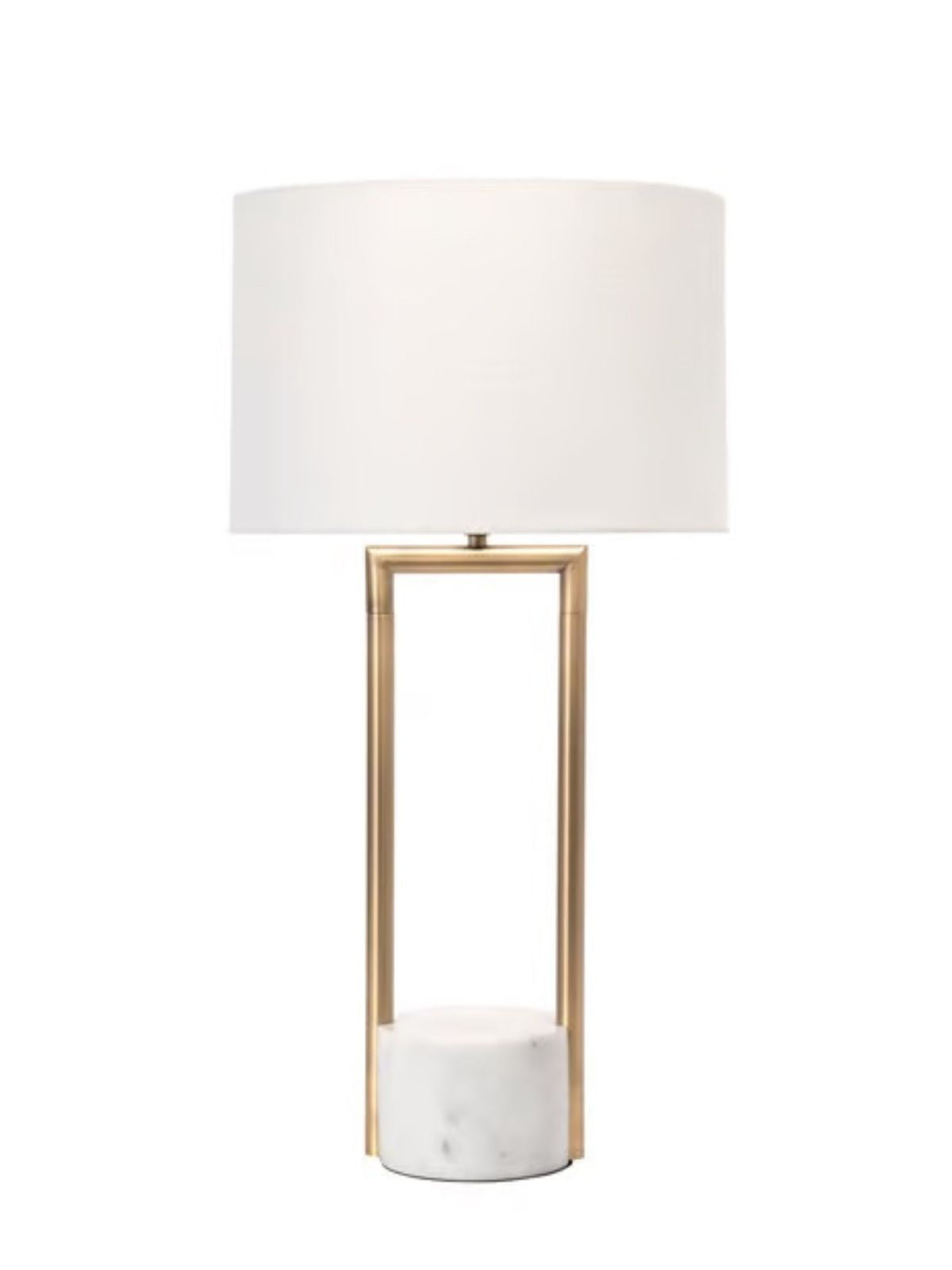 Modern Brushed Gold Table Lamp with Marble Base, 23H.