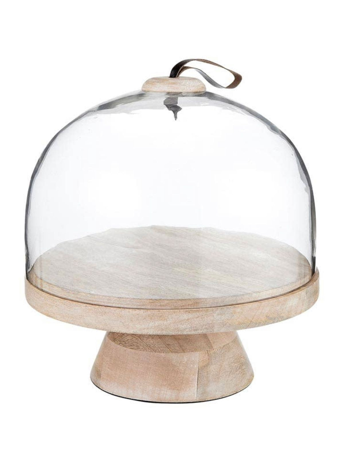 10.5D Mango Wood Pedestal Cake Stand with Glass Dome sold by KYA Home Decor.