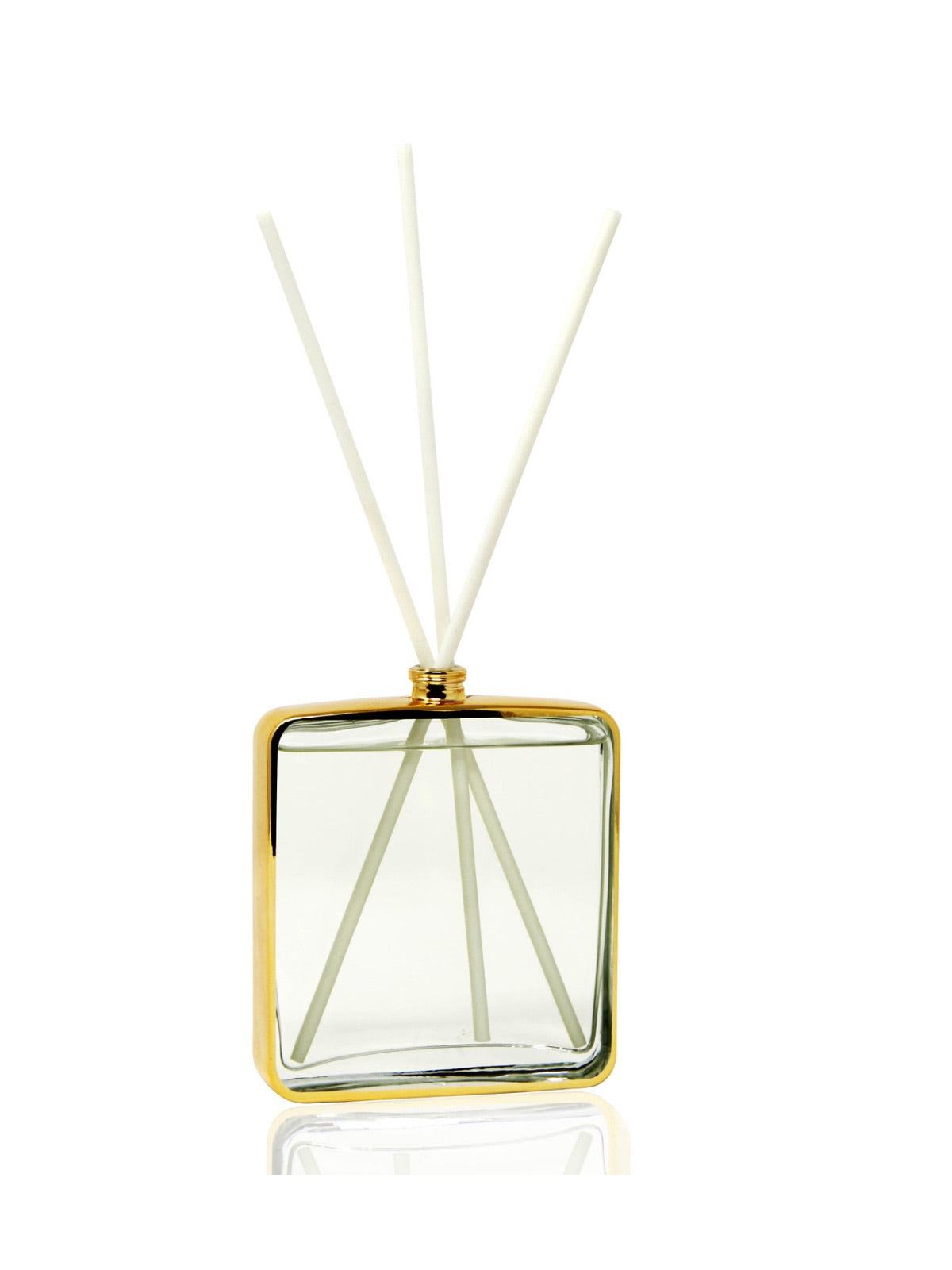 100ml Glass Reed Diffuser with Gold Square Frame with Luxury Zen Tea Scent sold by KYA Home Decor.