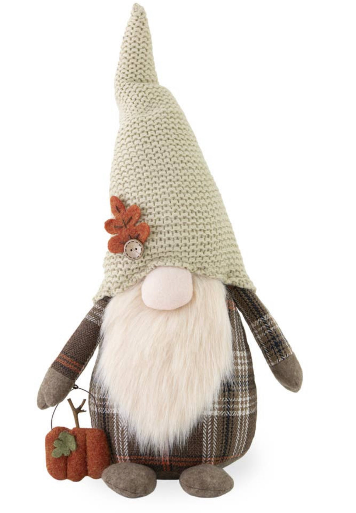 Add cute seasonal style to your decor with this Abner Autumn Plaid Gnome Figurine. Abner has a fluffy white beard, pumpkin and leaf accents, and a fun plaid outfit.