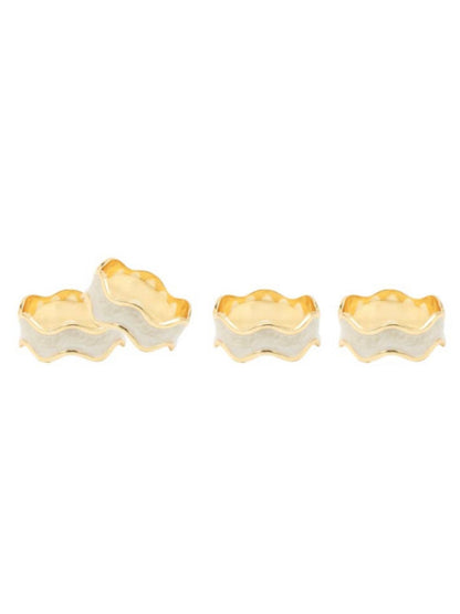Set of 4 Stainless Steel White and Gold Swirl Design Napkin Rings sold by KYA Home Decor.