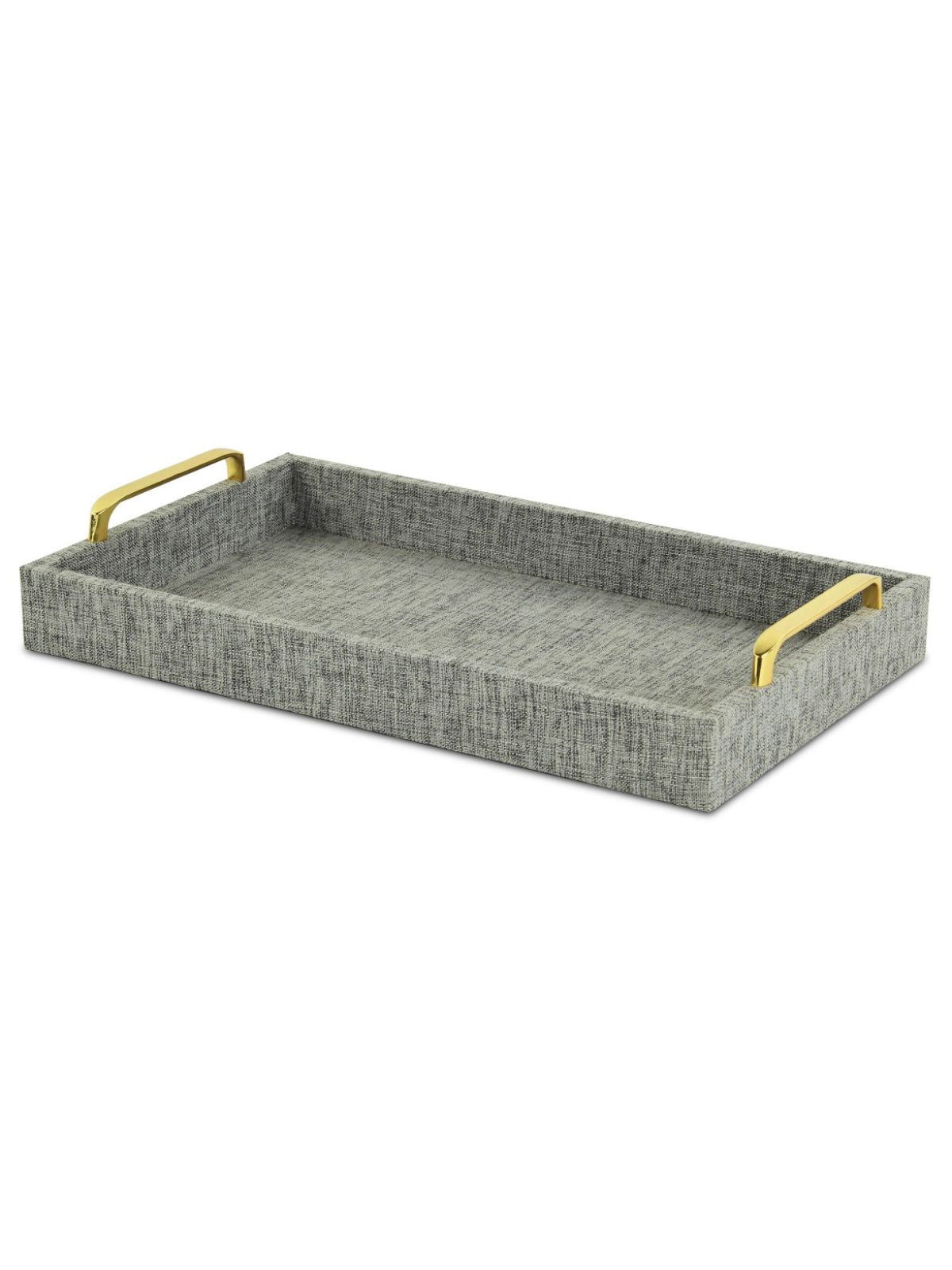 The Isola Di Canter Linen Tray in Gray is an entirely handmade and hand-crafted design that blends an engineered wood frame with a linen outer fabric and metal hardware. 