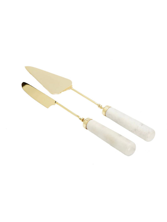 Luxury Stainless Steel Gold Cake Servers with Marble Handles sold by KYA Home Decor. 