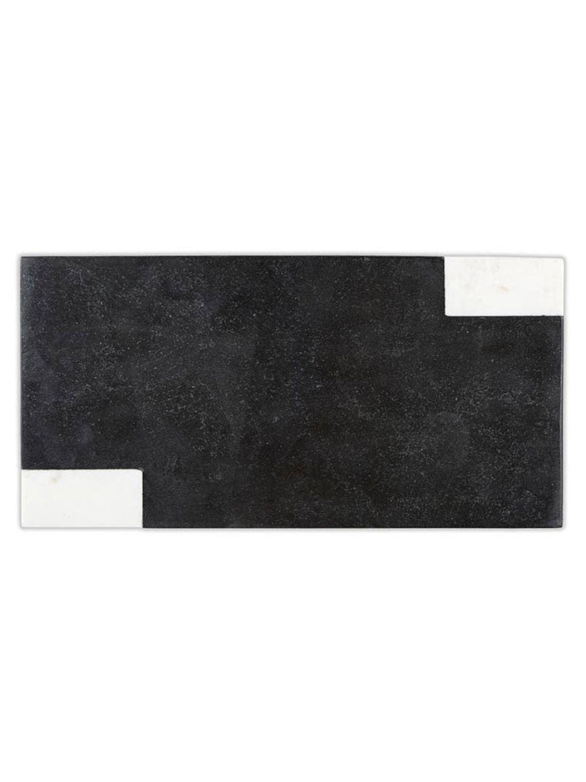 18 inch Luxury Black and White Marble Rectangular Serving Board, Top View. 