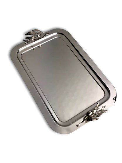 Stainless Steel Large Rectangular Tray with Olive Leaf Design, 17.7 inches. Sold by KYA Home Decor.