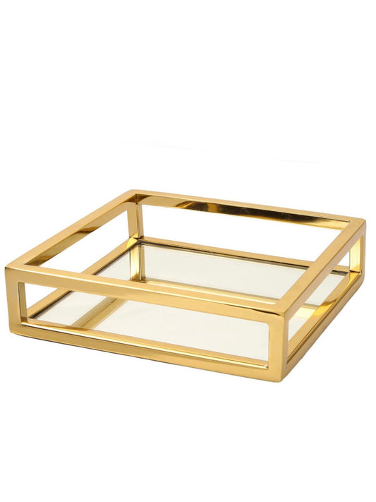 8D Stainless Steel Mirrored Napkin Holder with Luxury Gold Rails Sold by KYA Home Decor.