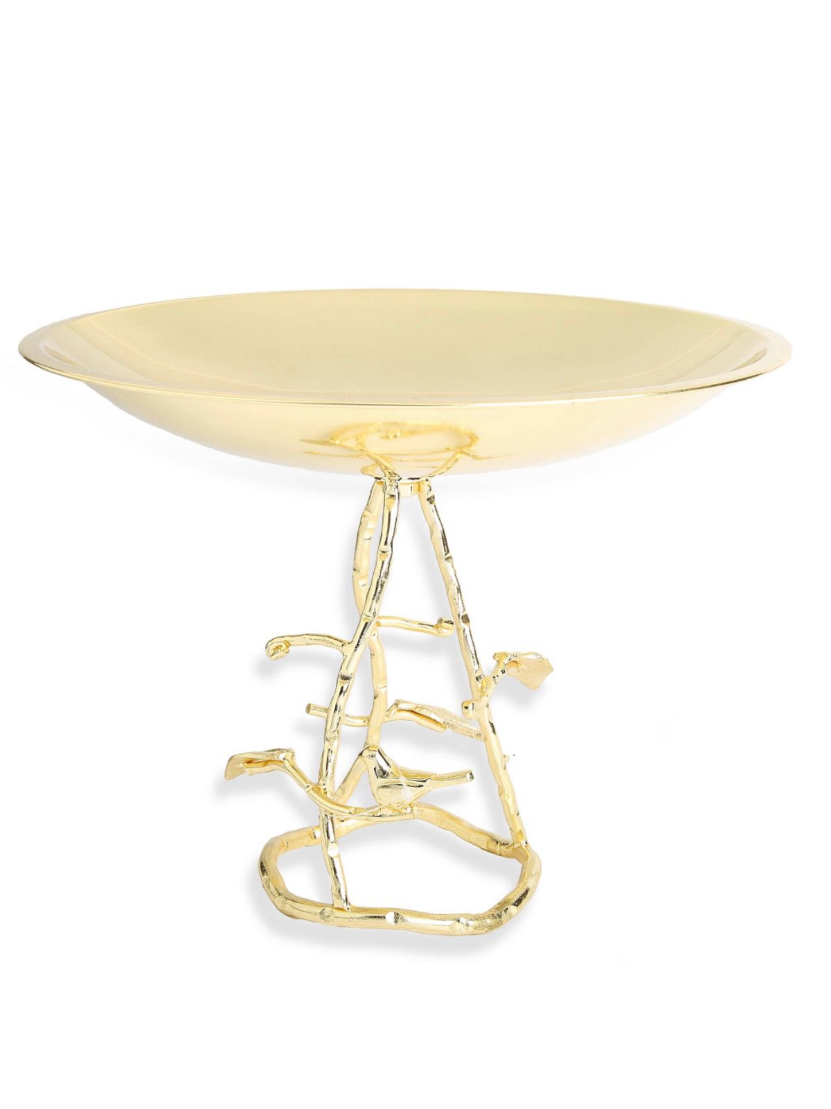 11.75D Stainless Steel Gold Raised Bowl on Leaf Base Sold by KYA Home Decor.