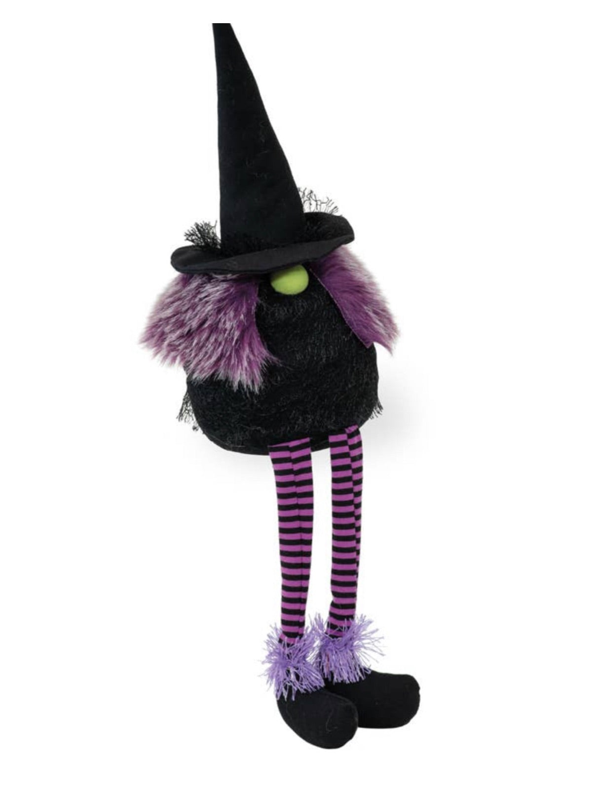 Turn your home into a spooky sight with the Wendy Witch Gnome. Wendy witch gnome sits gracefully and features a fun purple and black outfit that blends in with your other Halloween decor. 