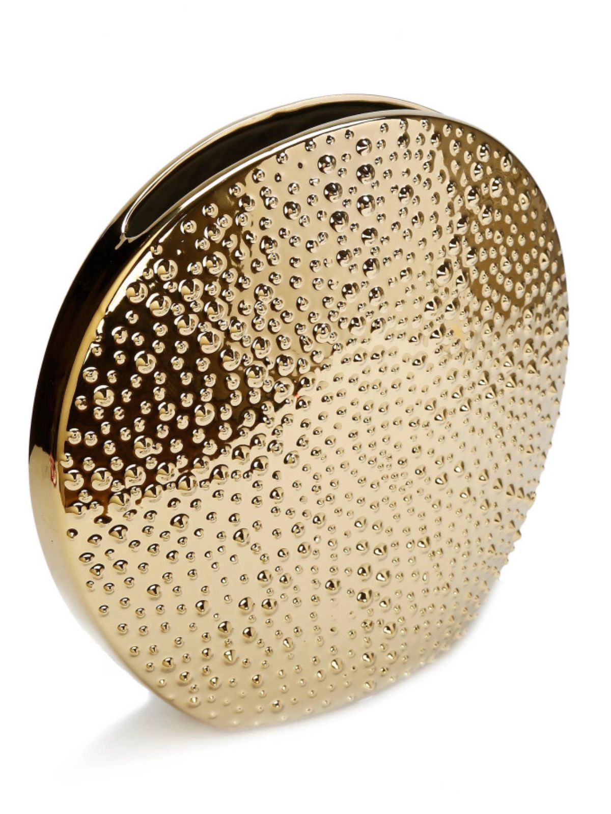 Gold Round Porcelain Decorative Vase With Luxury Gold Studded Details - KYA Home Decor 