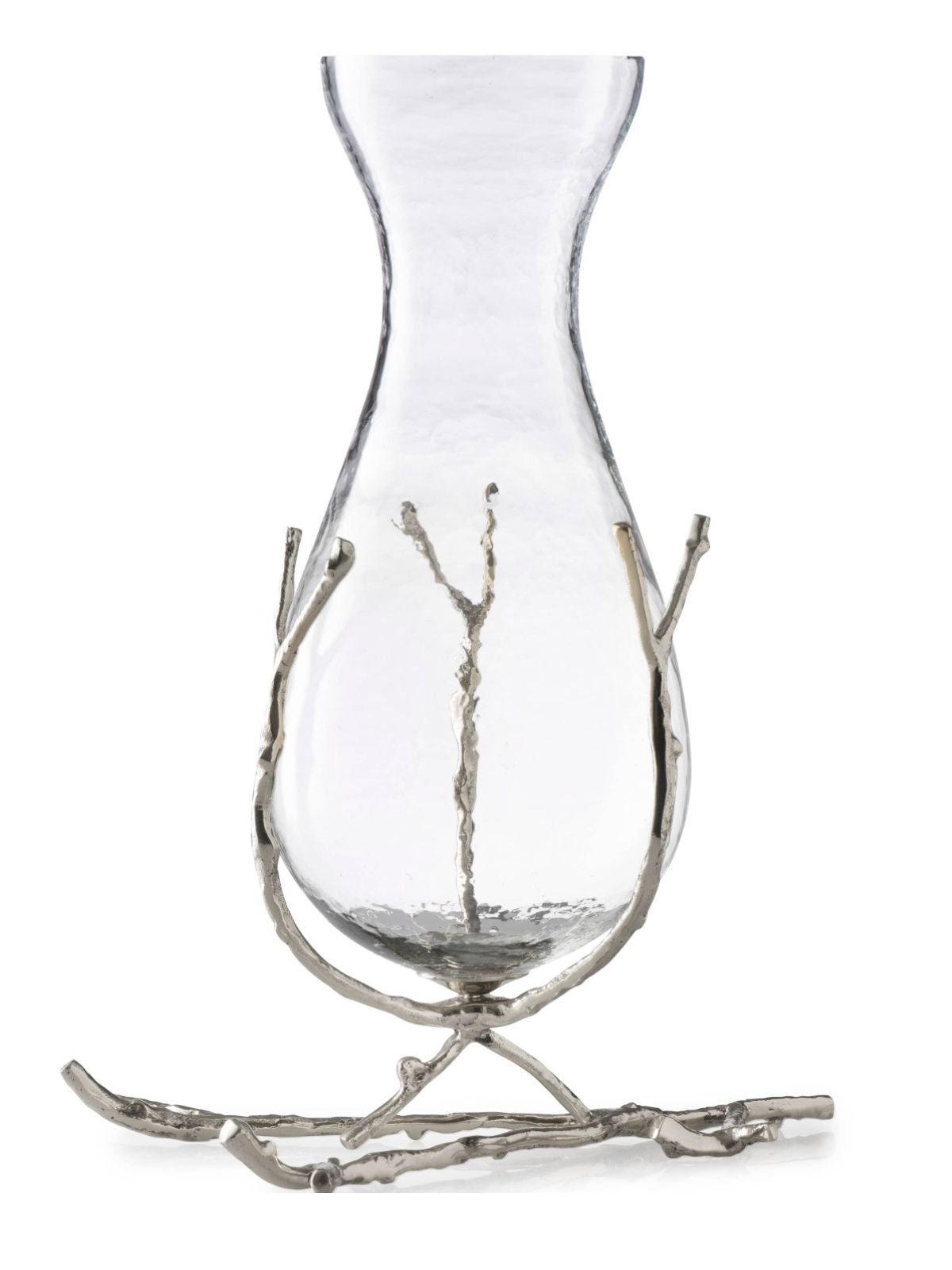 16H Luxury Glass Vase with glossy silver twigs - KYA Home Decor.