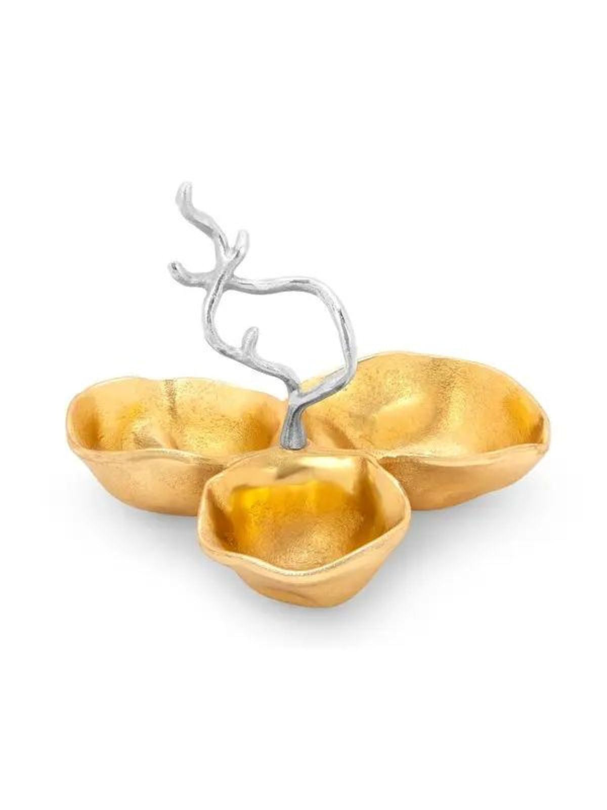 Adorn you table with this modern designed 12in serving bowl. Its gold bowl, coordinates perfectly with its silver branch design and can also be enjoyed as a centerpiece dish. Sold by KYA Home Decor