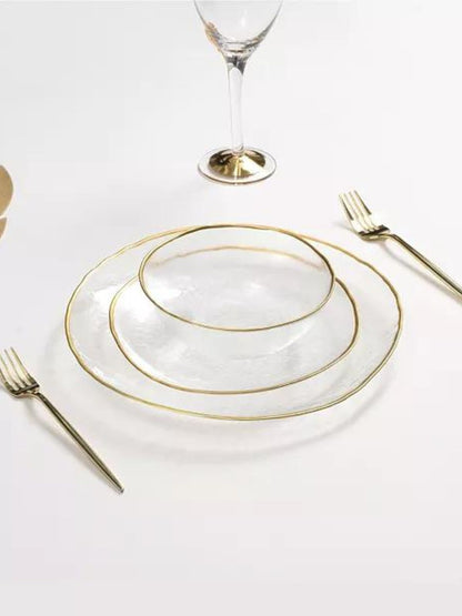 This Dinnerware Set were constructed out of fine glass material and decorated with a bold gold-tone trim. Its beautiful shape, size, and design makes it ideal for every occasion. 