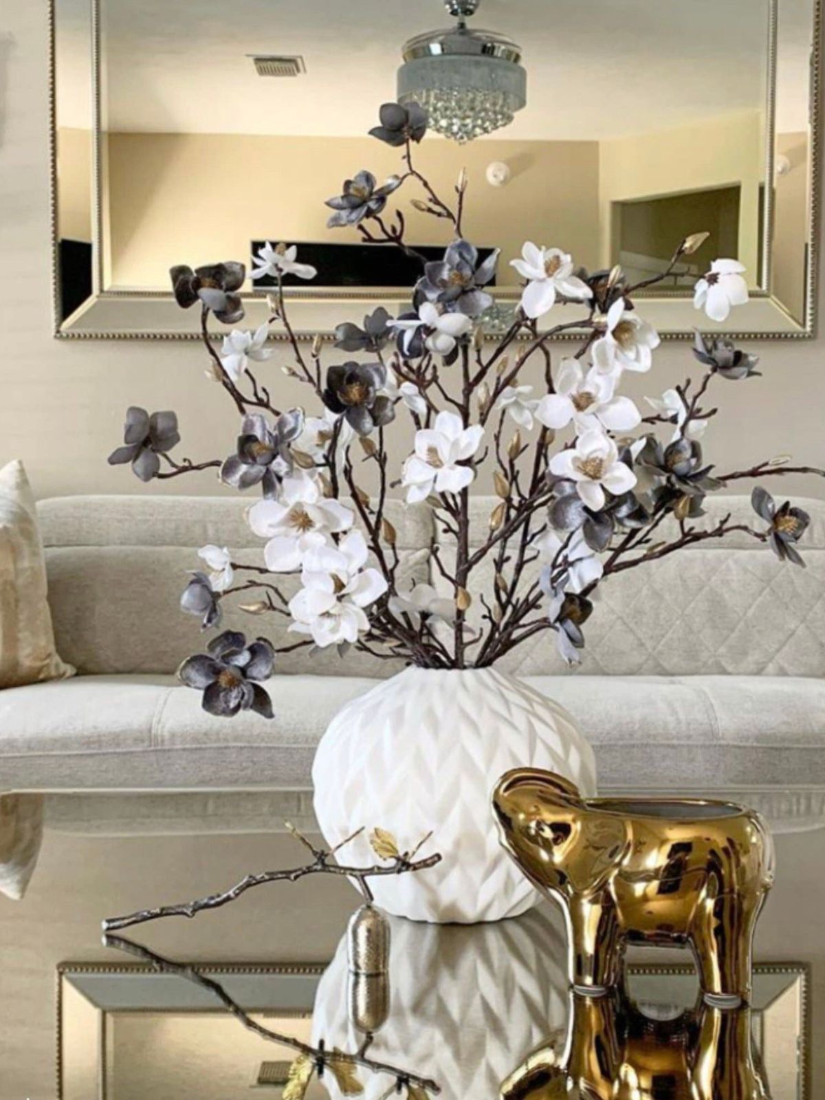 This elegant gold elephant candle is designed and finished by hand sculpting the ceramic of each vessel. This statement piece is a chic and bold home accent that will fill your room with fragrance and add a touch of elegance to your decor. 