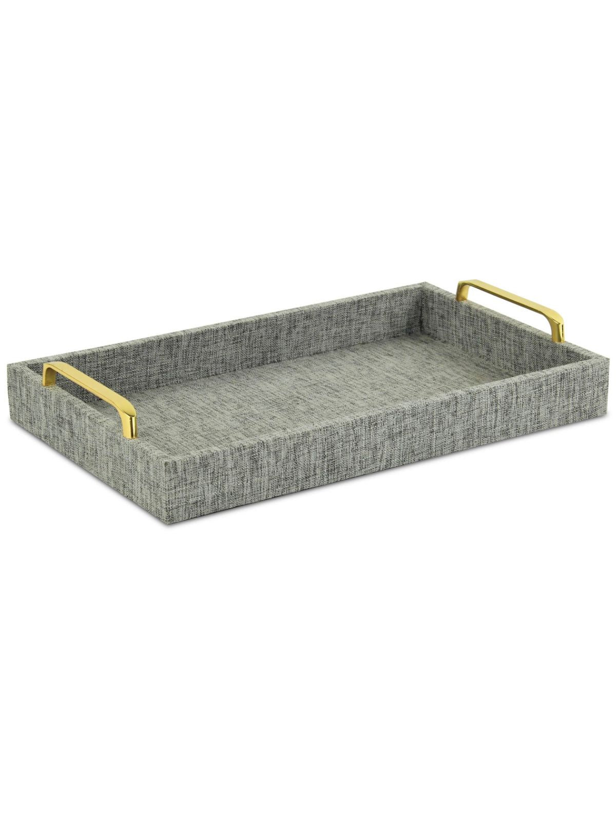 The Isola Di Canter Linen Tray in Gray is an entirely handmade and hand-crafted design that blends an engineered wood frame with a linen outer fabric and metal hardware. 