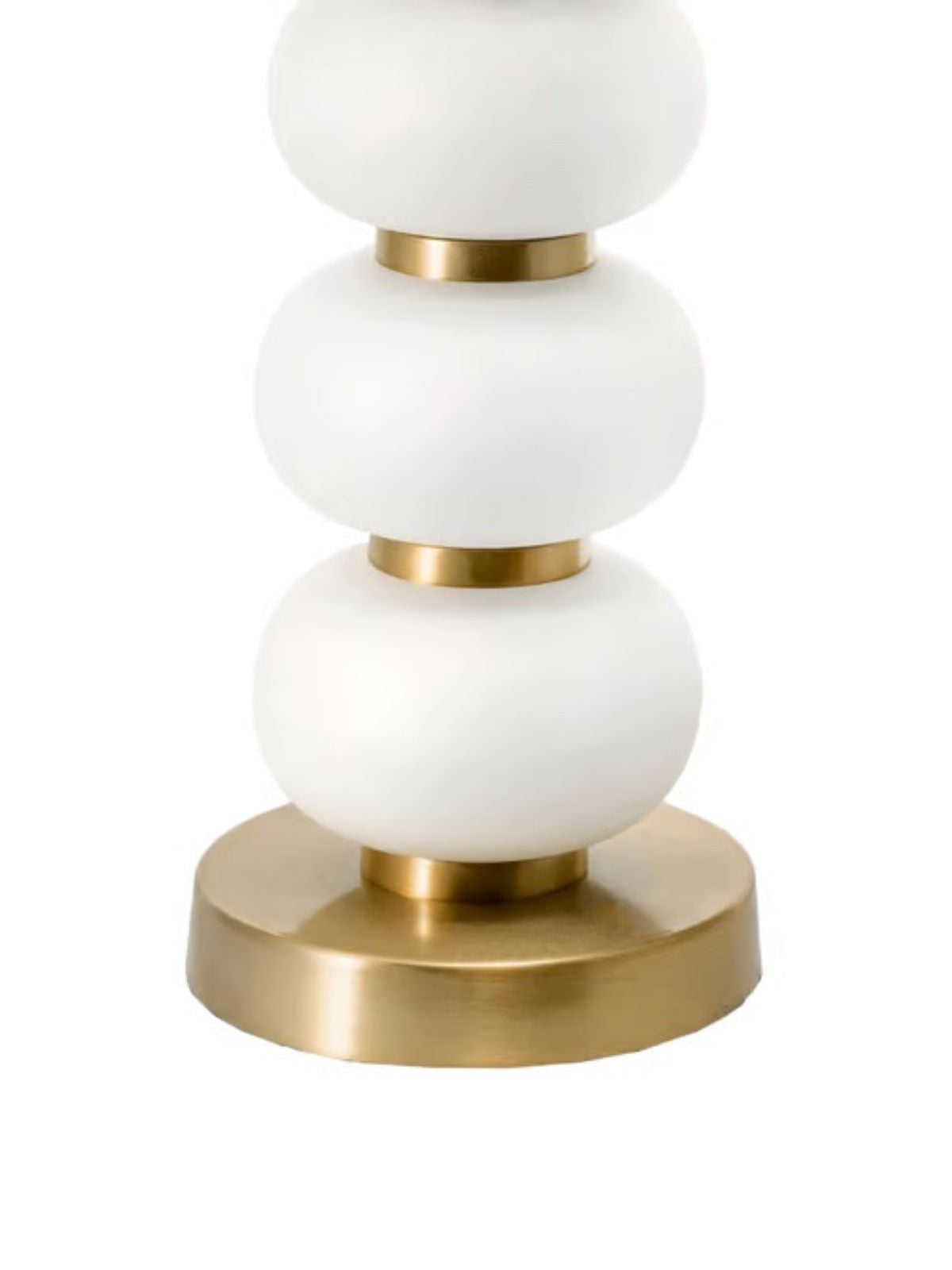 Gold Metal Table Lamp with White Oval Bead Design, 29 inch Tall.
