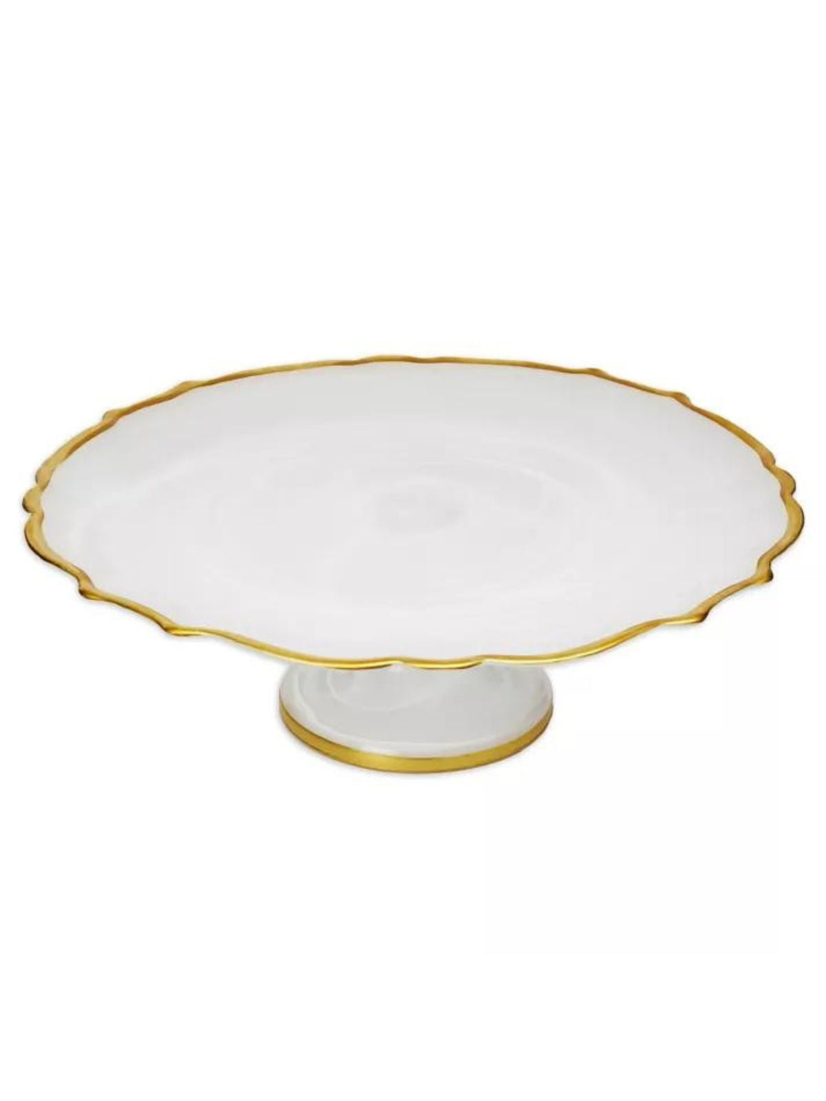 13D White Alabaster Footed Cake Stand With Gold Scalloped Edges sold by KYA Home Decor.