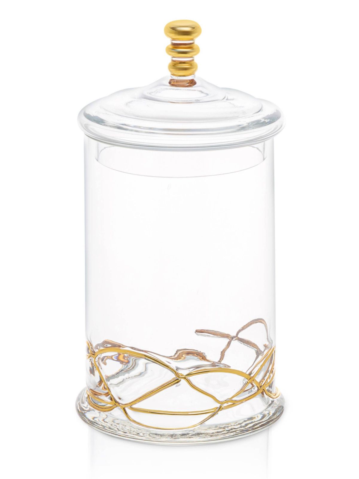12H Large Glass Kitchen Jar With Gold Swirl Design and Lid - KYA Home Decor