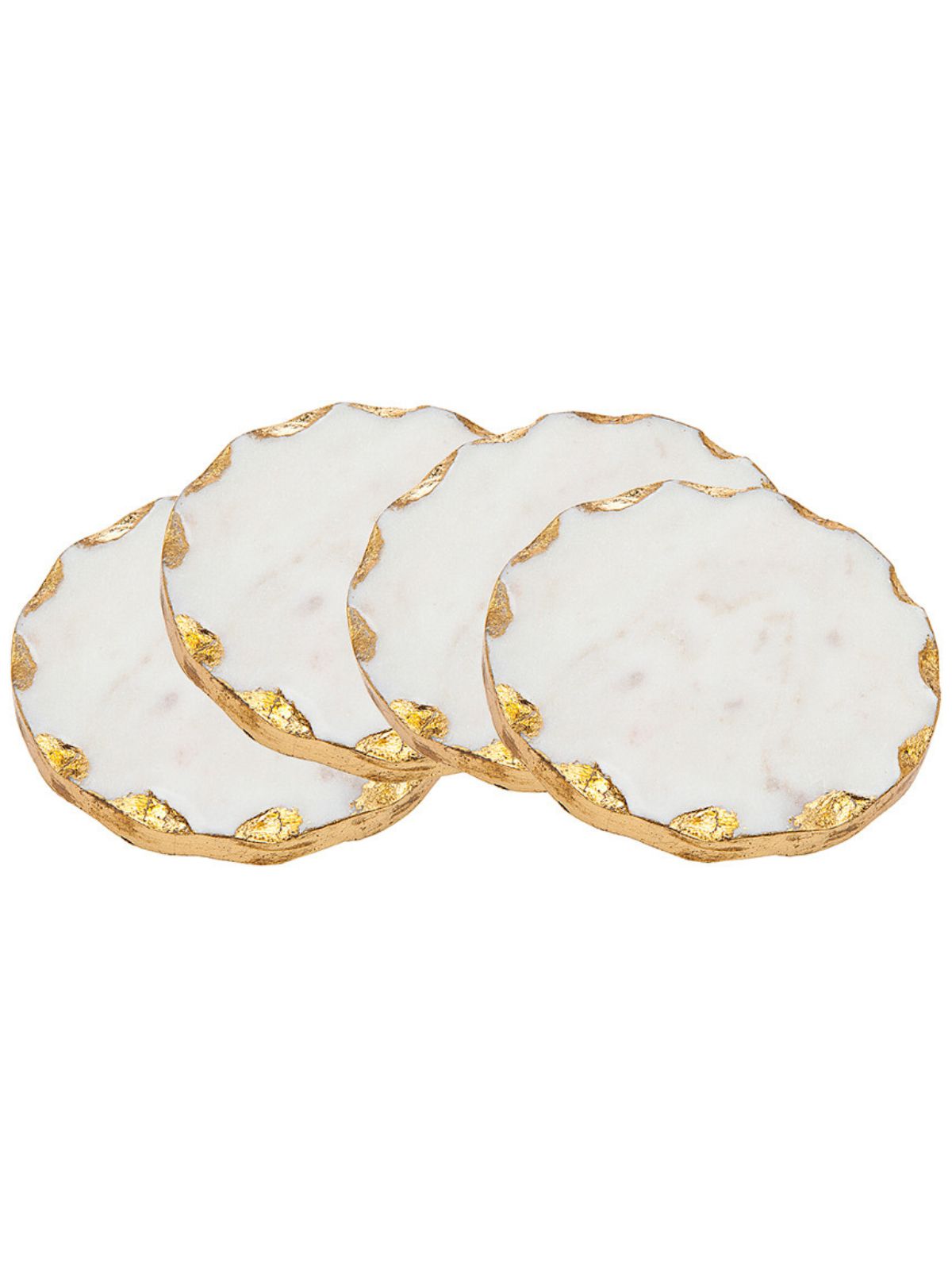 Set of 4 Gold Edge Round Marble Coasters sold by KYA Home Decor.