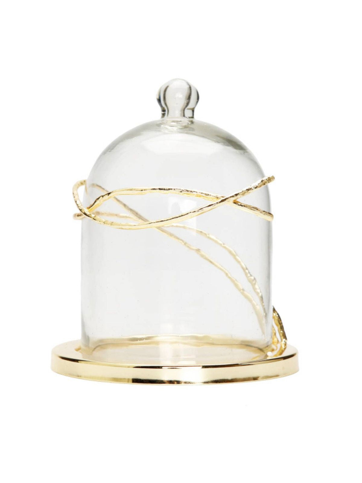 This stunning Glass Dome Candle Holder has an amazing Gold Twig Design.