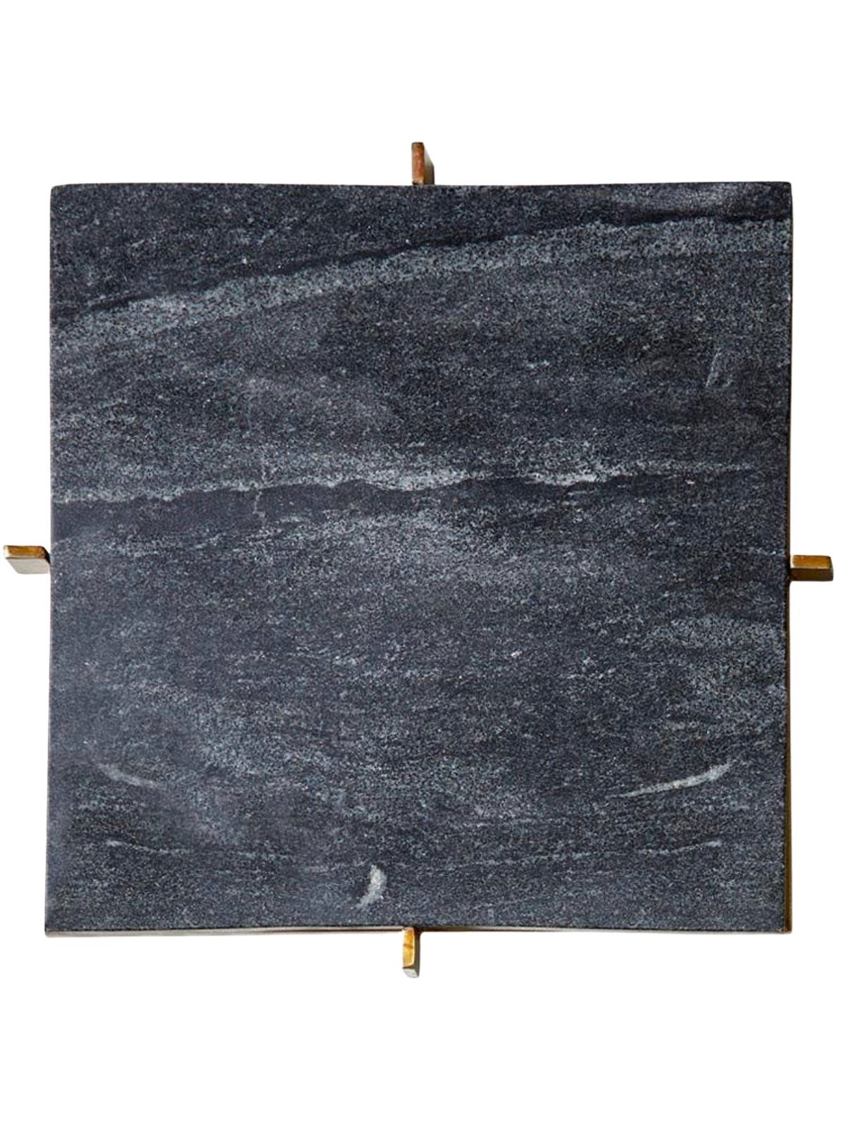 11 inch Squared Black Marble Serving Tray with Luxury Gold Metal Stand sold by KYA Home Decor.