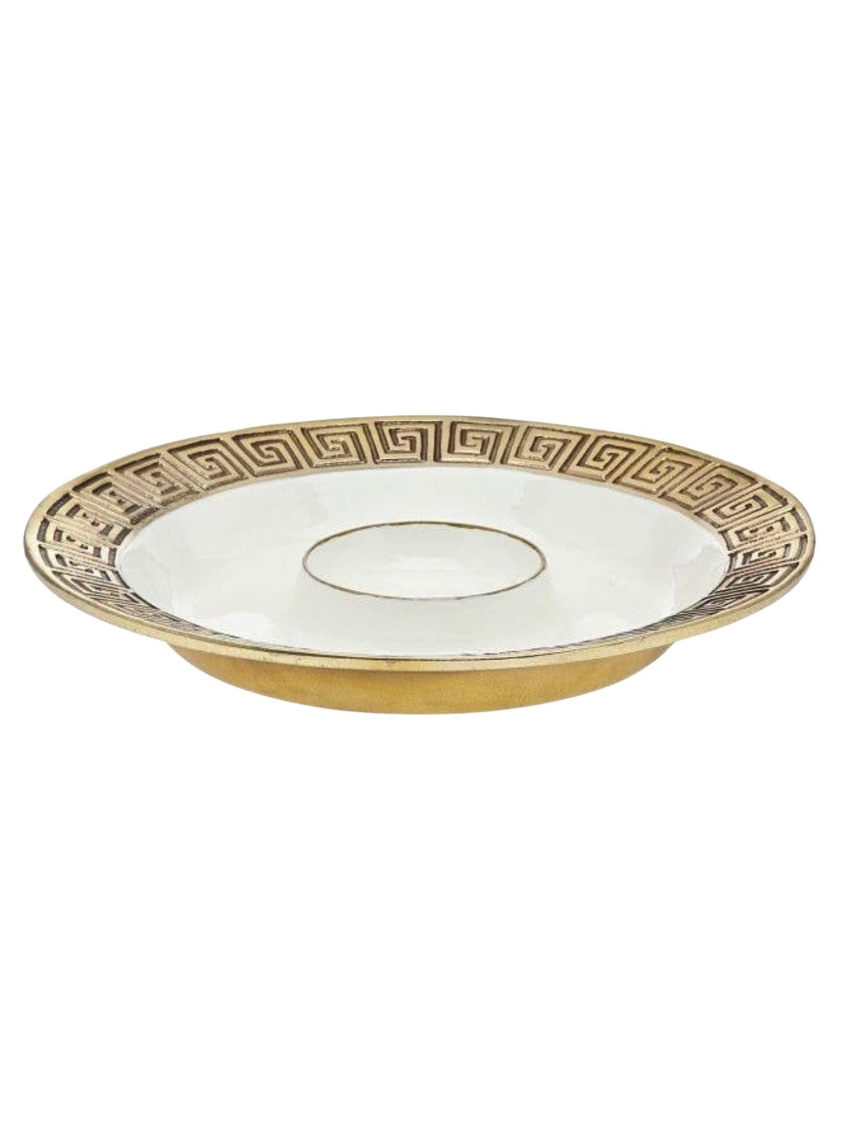 Serve your favorite snacks in classic antique style on this chip and dip serving tray. This amazing 13 Inch D Greek style tray is a great addition to your serving decor Available at KYA Home Decor.  