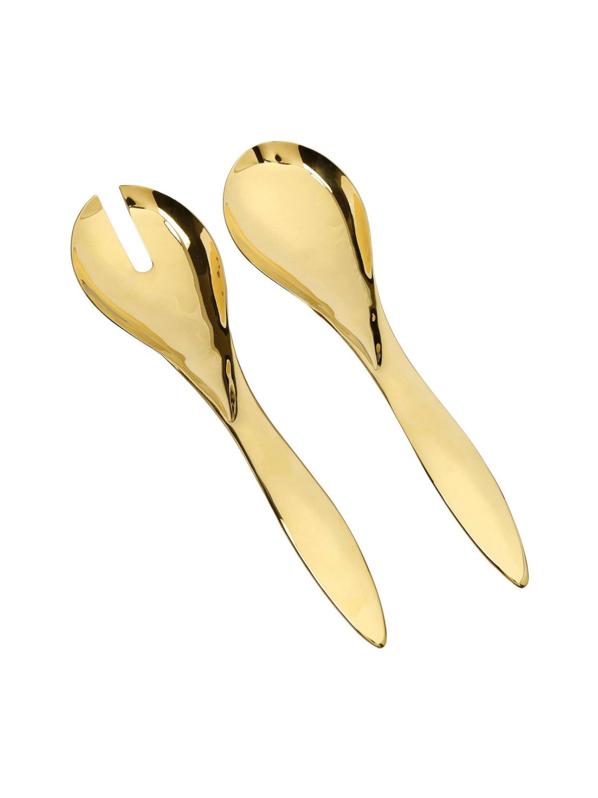This stainless steel  salad server set will definitely add beauty to your serving decor which features an elegant lustrous shiny gold color finish in size 12L available at KYA Home Decor