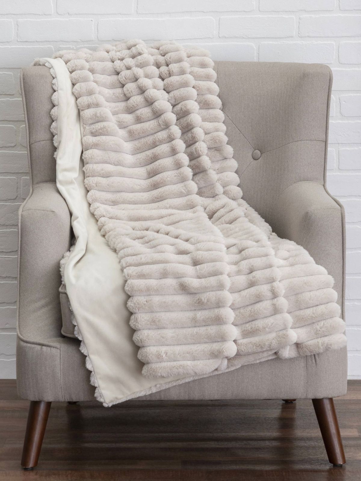 Lux Beige Designer Throw Blanket Sold by KYA Home Decor, 60L x 50W. 