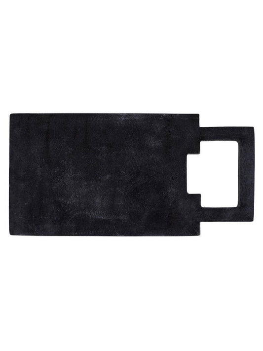 Luxurious Black Marble Serving Tray with a Unique Square Carved Handle. 