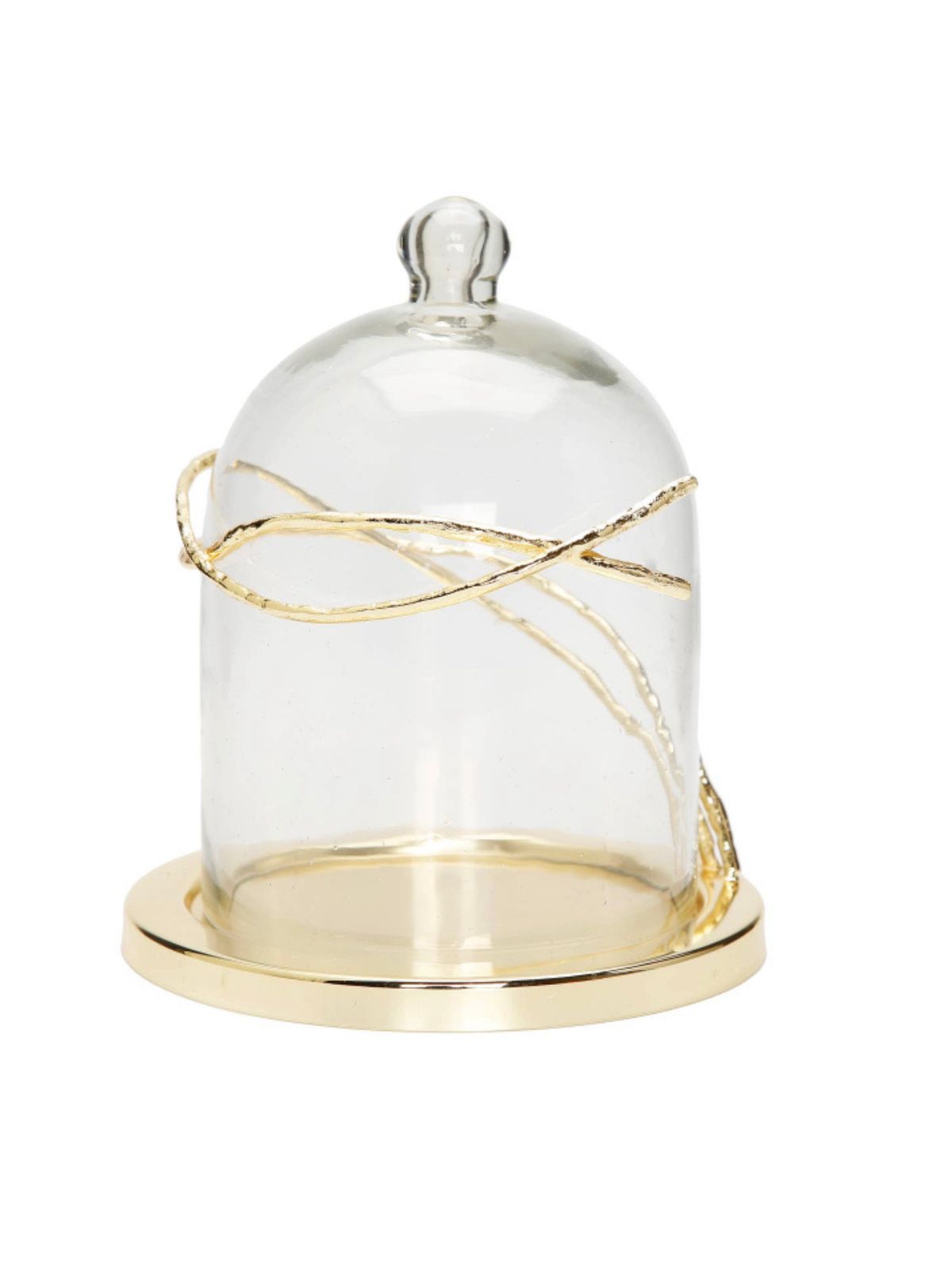 This stunning Glass Dome Candle Holder has an amazing Gold Twig Design Sold by KYA Home Decor.