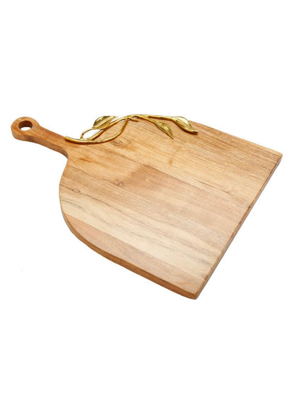 Flat Edge Wood Charcuterie Board with Gold Leaf Design Sold by KYA Home Decor.