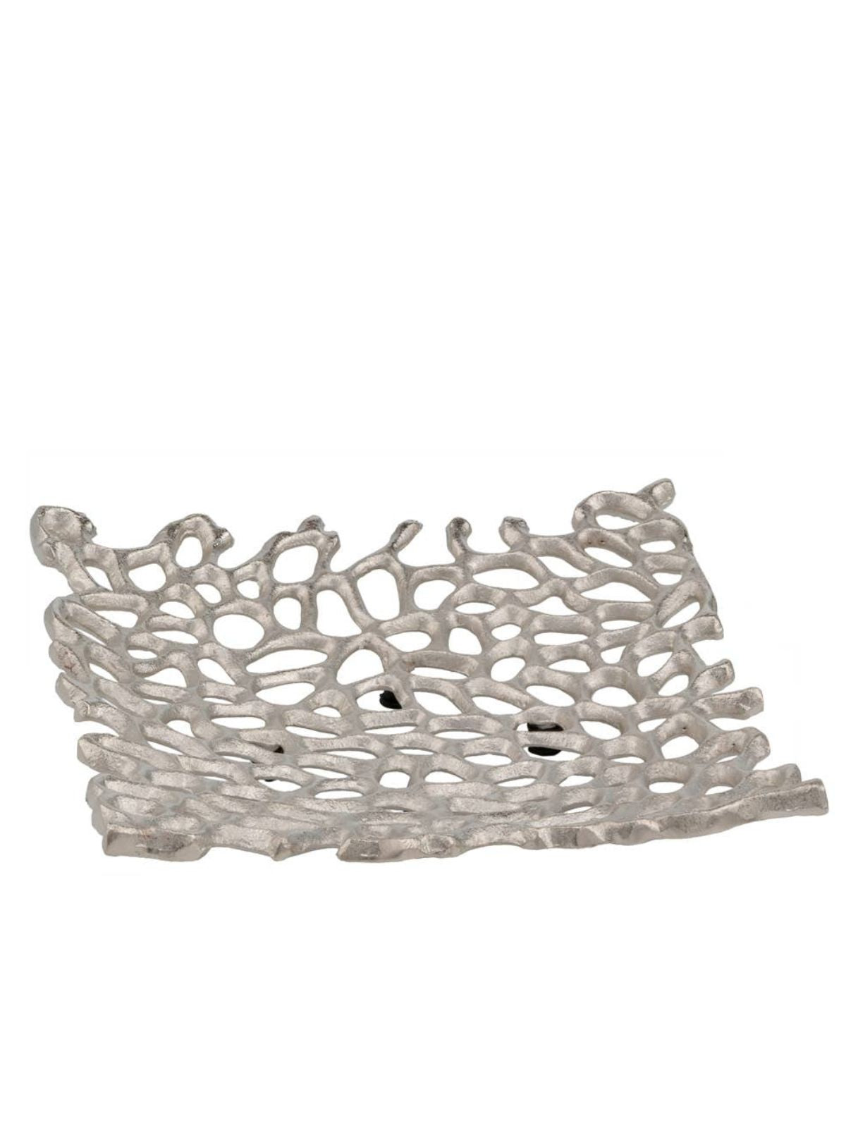 This Shiny Nickel Squared Plate with an open connected coral design is enticing accessory