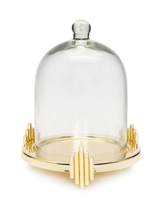 This stunning Glass Dome Candle Holder has an amazing Gold Diamond Design.