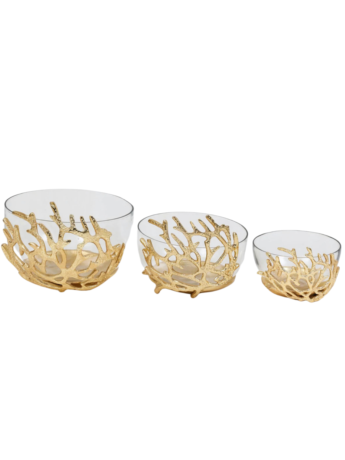 Glass Bowl with Gold Branch Design are stunning pieces that come in 3 sizes. 