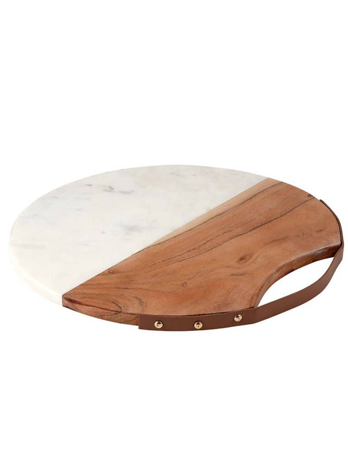 Round Marble and Acacia Wood Serving Board, 14D