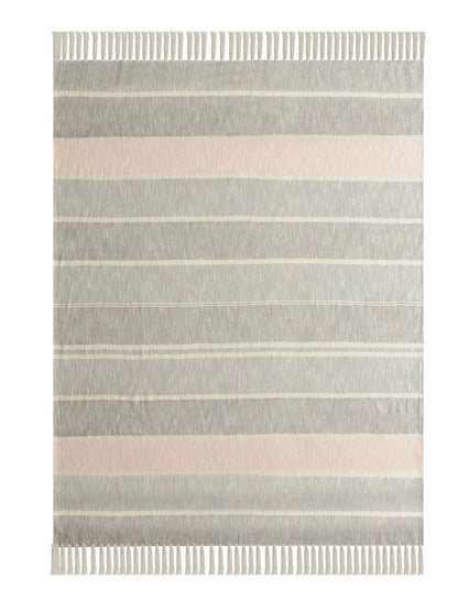 Touch of Blush Striped 100% Cotton Throw Blanket with Fringe Sold by KYA Home Decor, 50W x 60L. 