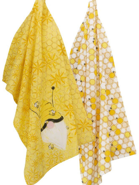 Set of 2 Yellow Bee Gnome Cotton Tea Towel for Kitchen Decor Sold by KYA Home Decor.