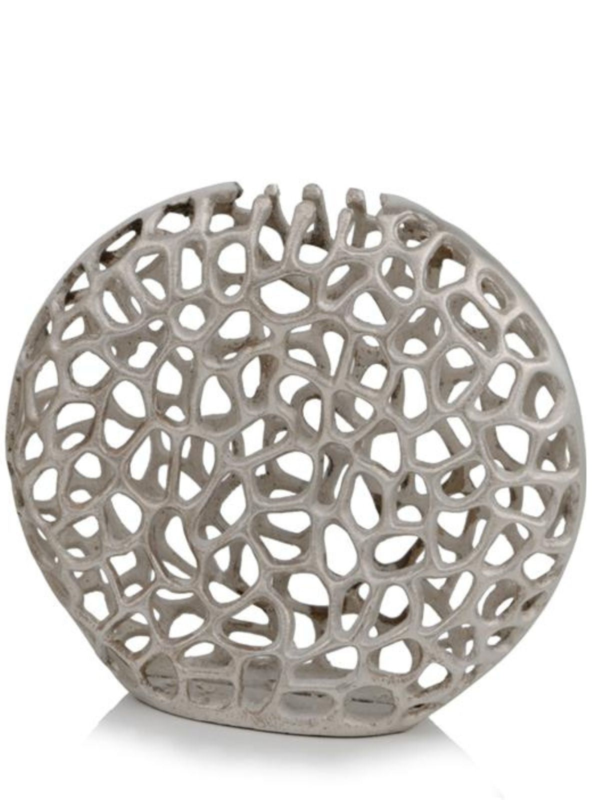 Shiny Nickel Round Coral Design Table Vase - KYA Home Decor.