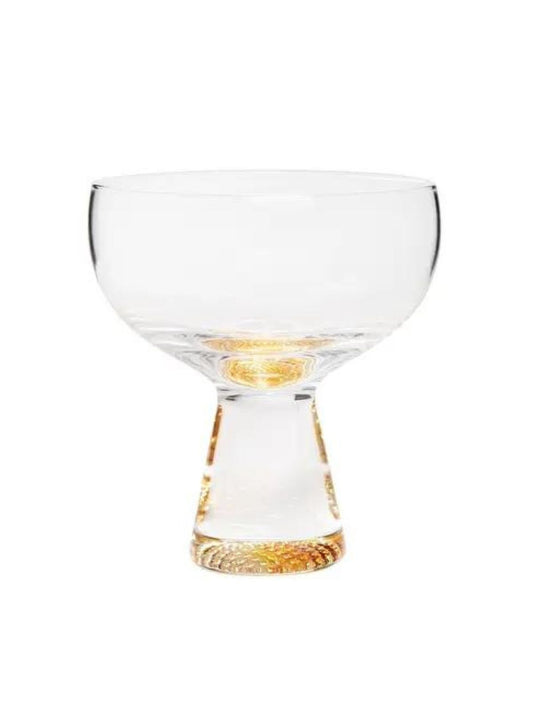These dessert cups were designed out of fine glass material and decorated with a gold reflection stem. Its beautiful shape, size, and design makes it ideal for every occasion.
