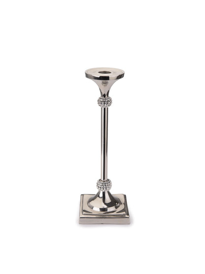 5.5H Hammered Stainless Steel Candlestick Holders With Sparkling Diamond Stones - KYA Home Decor.