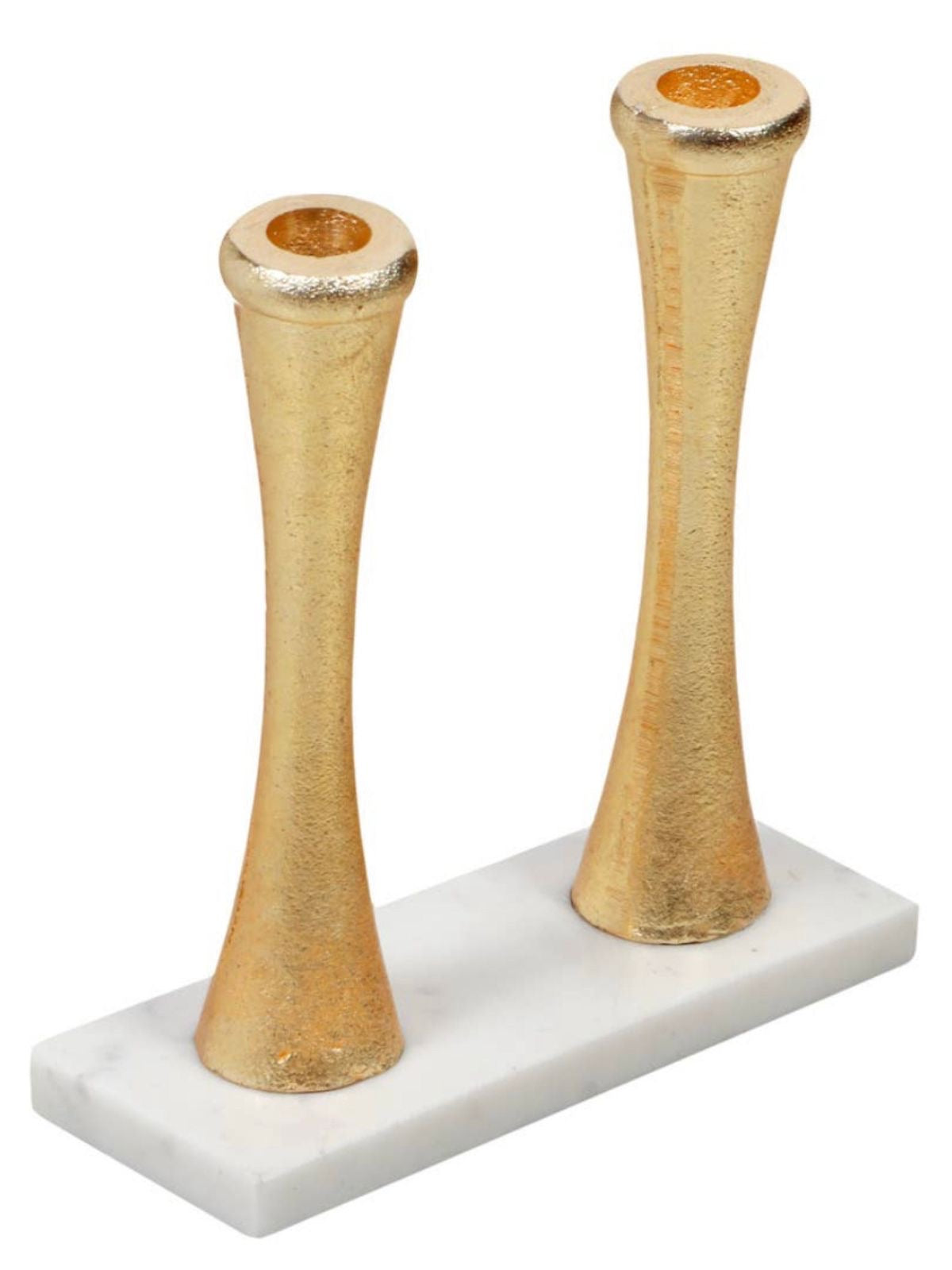 8L x 8.2H inch Marble Candlestick Holder With 2 Gold Brass Holders - KYA Home Decor. 
