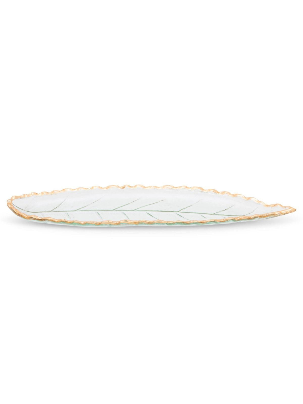 This leaf shaped tray is uniquely designed to add a romantic and elegant look to your table settings. It is beautifully designed with some glossy gold rim to add that extra bit of elegance to your table. 