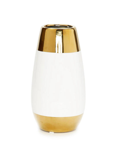 7H White and Gold Ceramic Bud Decorative Vase - KYA Home Decor. 