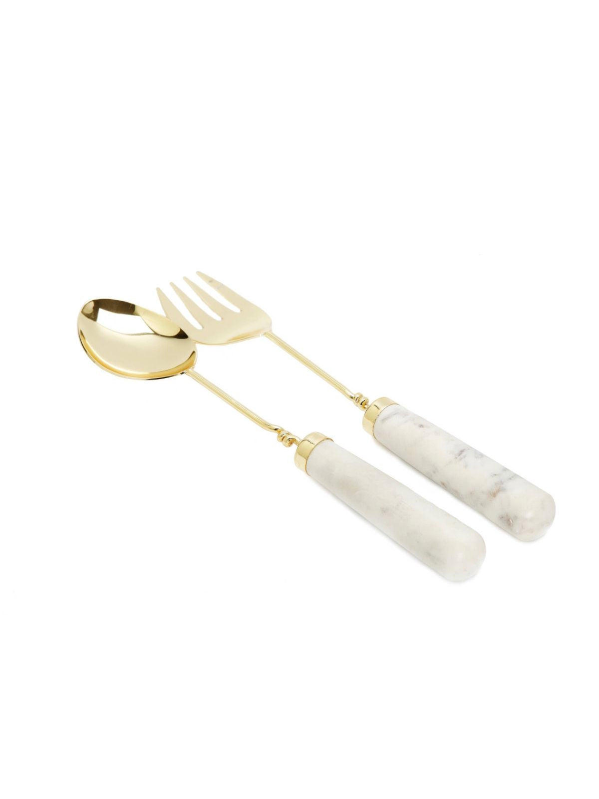 Luxury Stainless Steel Gold Salad Servers with Marble Handles sold by KYA Home Decor.