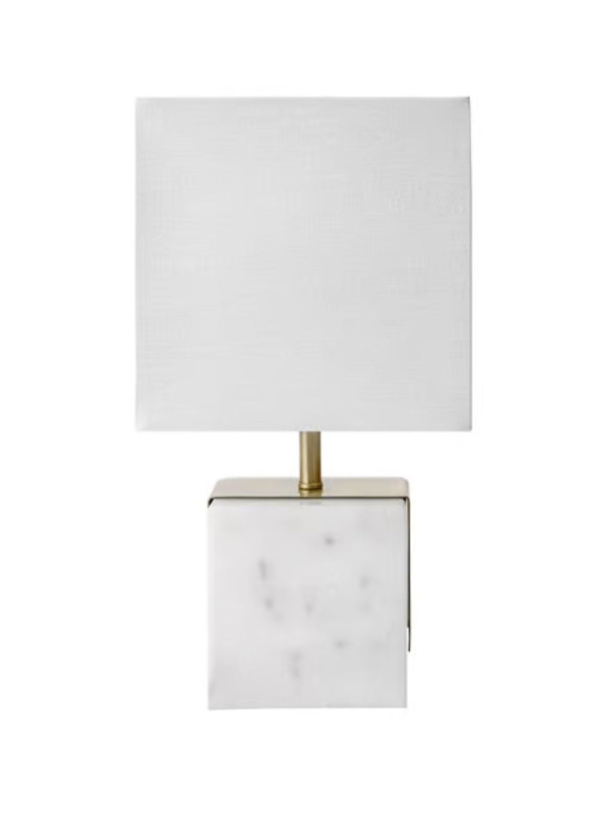 White Marble Table Lamp with Ivory Shade, 16.5H