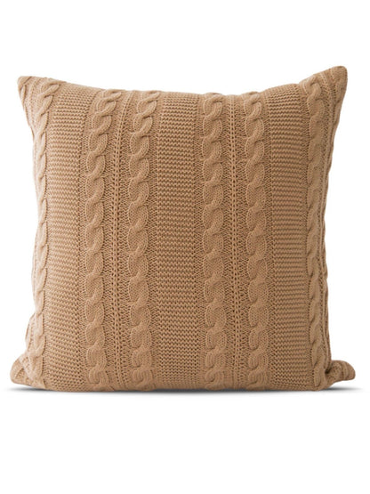 This 100% cotton cable-knit pillow is lightweight for that perfect cozy vibe and yarn-dyed for a lasting rich color. Measuring 18x18 and Available in 3 colors sold by KYA Home Decor 