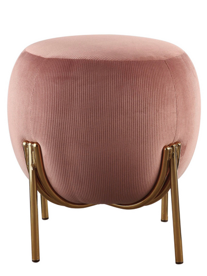 The Sprassi ottoman is ideal to be a footstool for resting your feet or a platform to stack your favorite readings, this round piece is featuring fully padded seat in velvet fabric with metal straight leg. 