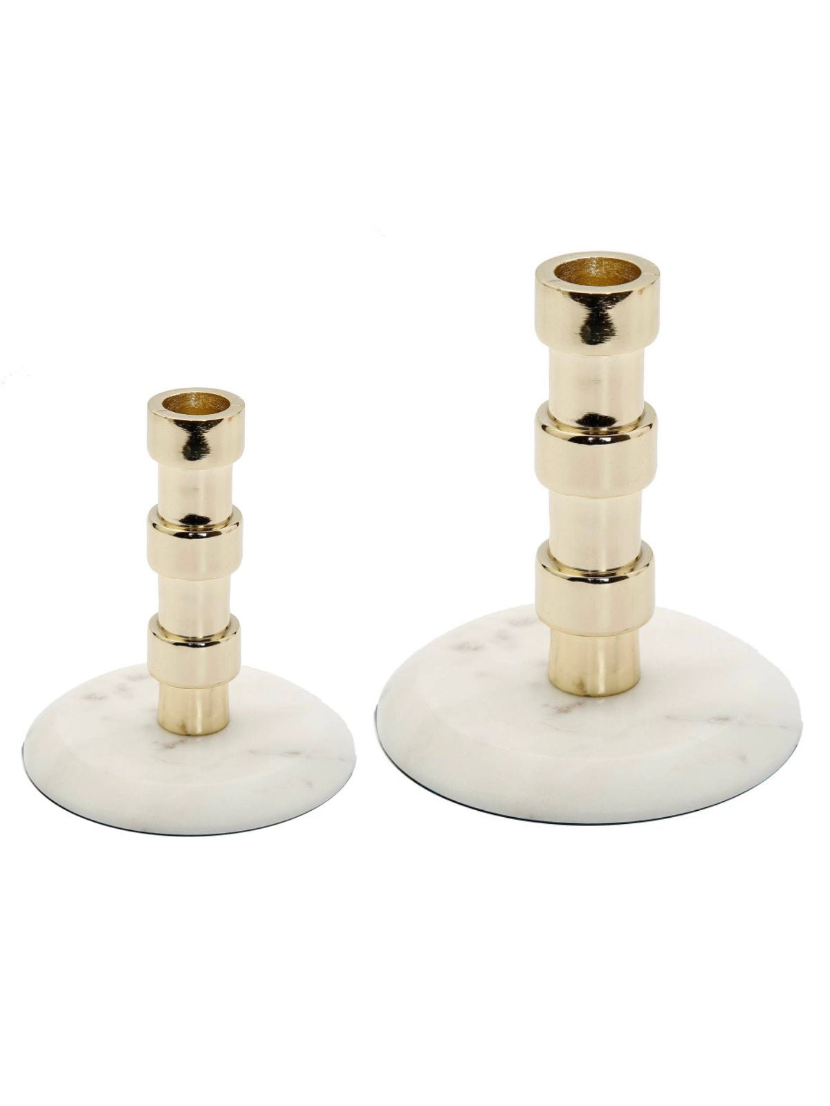 Gold Taper Candle Holder on Marble Base (2 Sizes)
