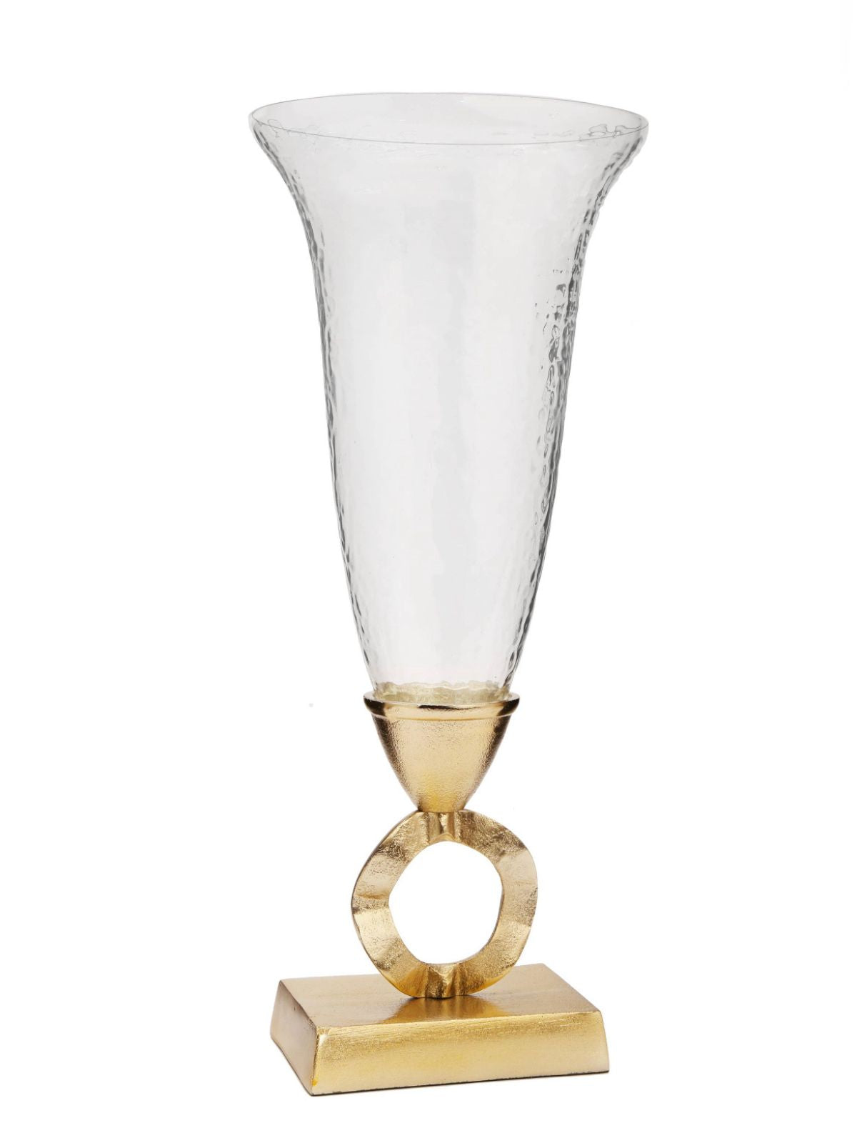 18H Luxury Glass Vase With Gold Brass Loop Stem - KYA Home Decor 