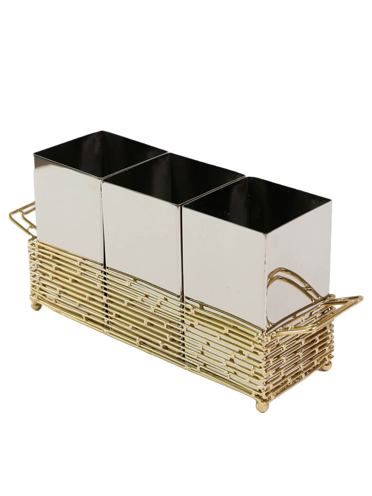 Gold Utensil Holder with Hammered Stainless Steel Inserts Sold by KYA Home Decor.