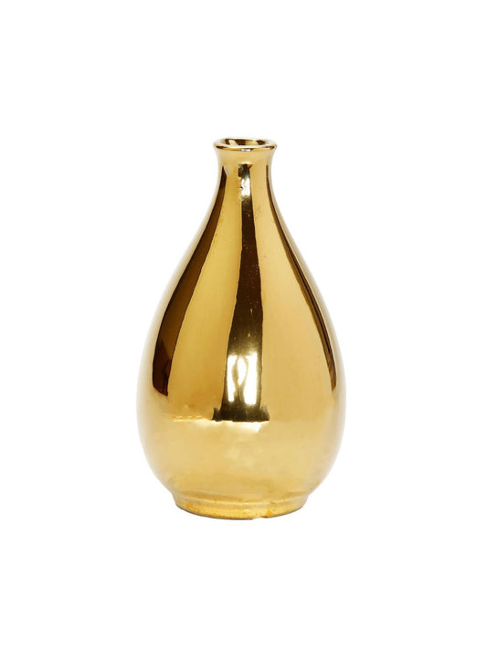 7H Gold Metallic Narrow Top Ceramic Vase - KYA Home Decor 